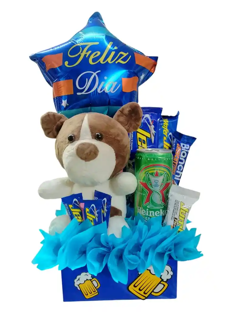 Detalle Sorpresa Para Hombre Ancheta Con Cerveza Y Peluche Toda Ocasión