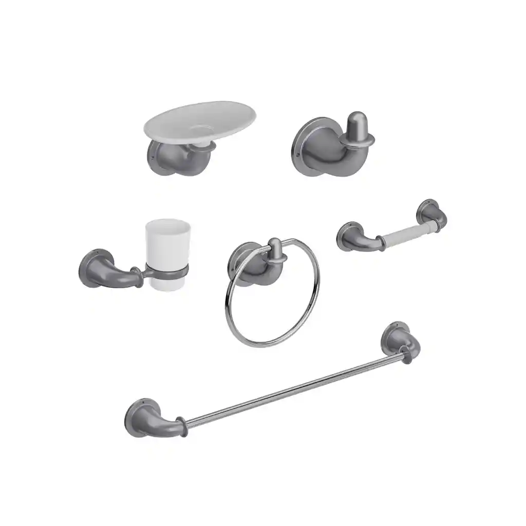 Kit Por 6 Accesorios Valencia Gris Perlado