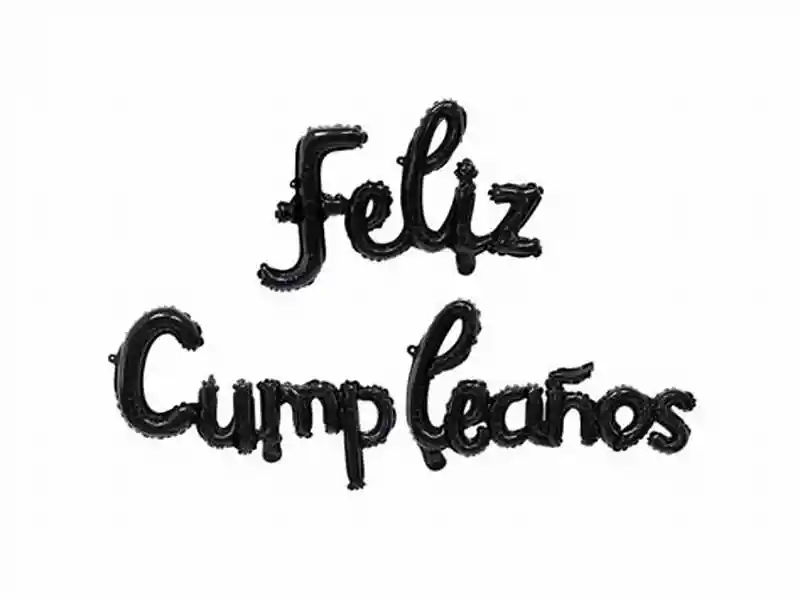 Letrero Feliz Cumpleaños Inflable Letra Cursiva Negro