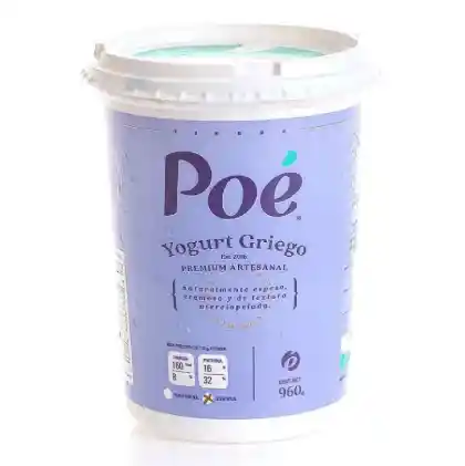 Yogurt Griego Natural X 960gr Poe