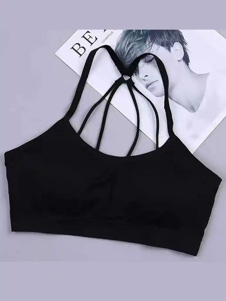 Bralette Deportivo Negro Tirantes Cruzados