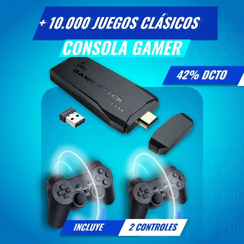 Game Stick Consola Retro 2 Mandos Inalámbricos, Hdmi + Usb