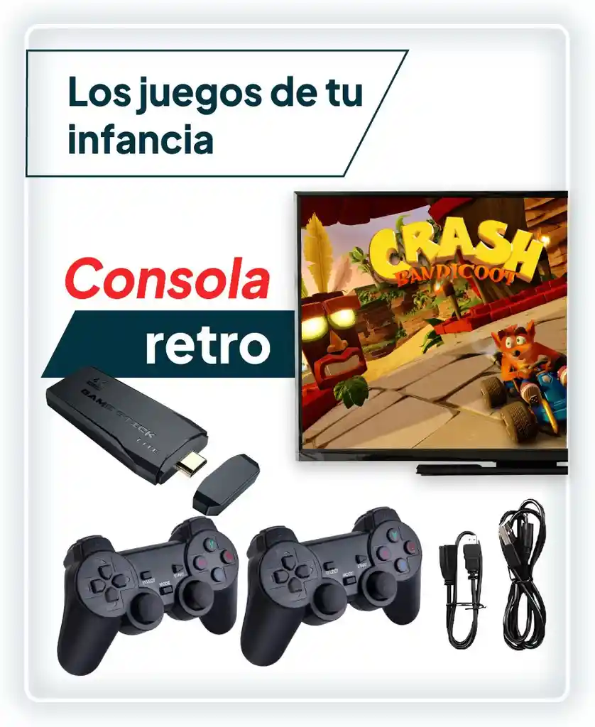 Game Stick Consola Retro 2 Mandos Inalámbricos, Hdmi + Usb