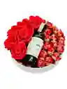 Regalo De Navidad - Corona De Chocolates, Vino Y Rosas Rojas - - Regalo De Aguinaldos - Feliz Año Nuevo - Ancheta De Navidad - Ref 48