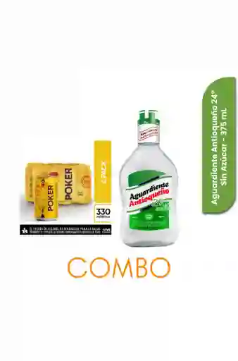 Combo Aguardiente Antioqueño + Cerveza Poker Six Pack