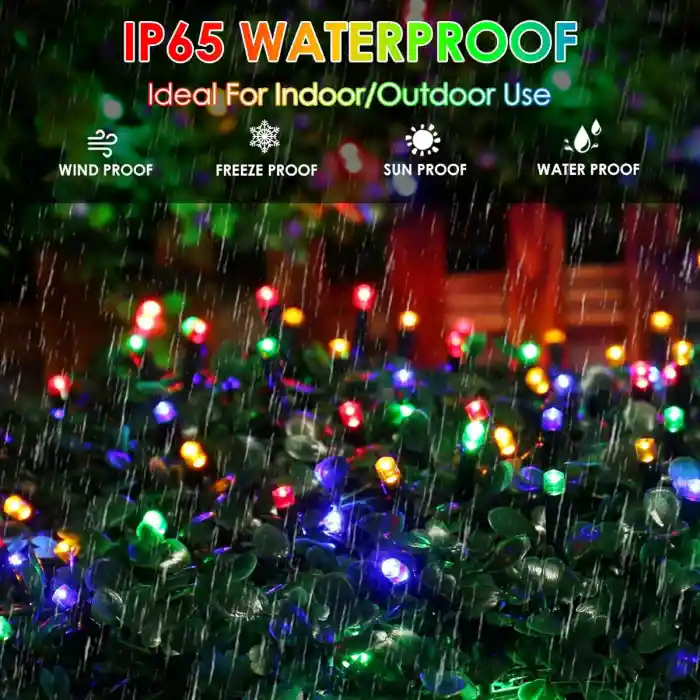 Luces Navideñas Panel Solar Multicolor 12 Metros Exteriores