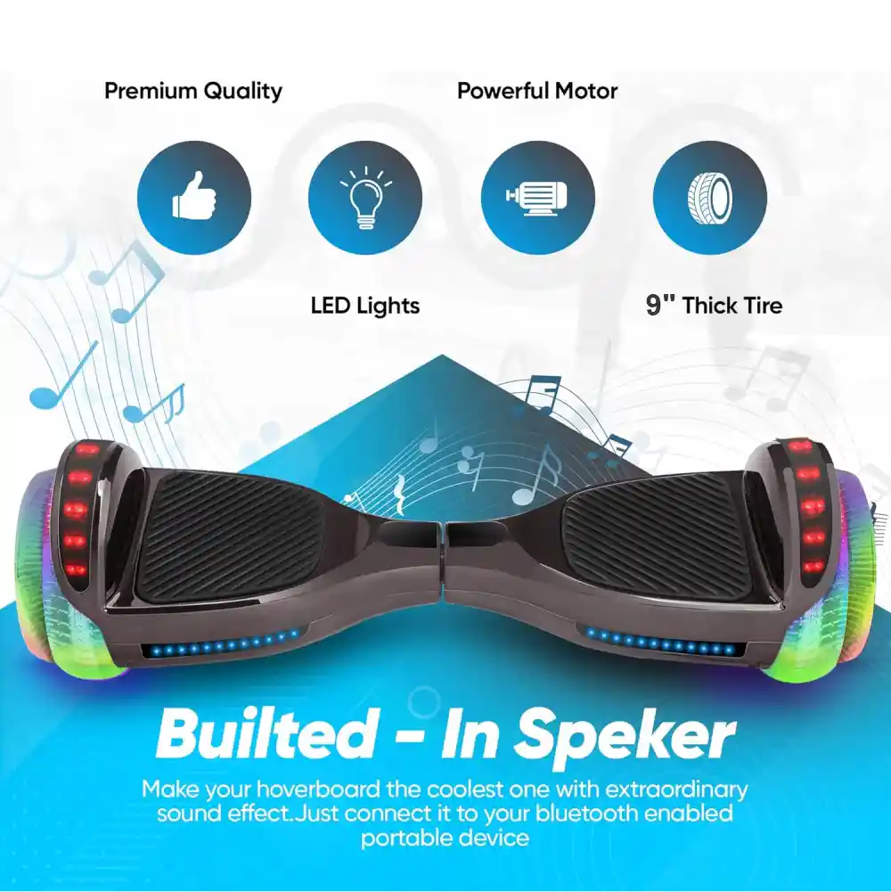 Malumeta Eléctrica Scooter Hoverboard Bluetooth Led 9 Inch