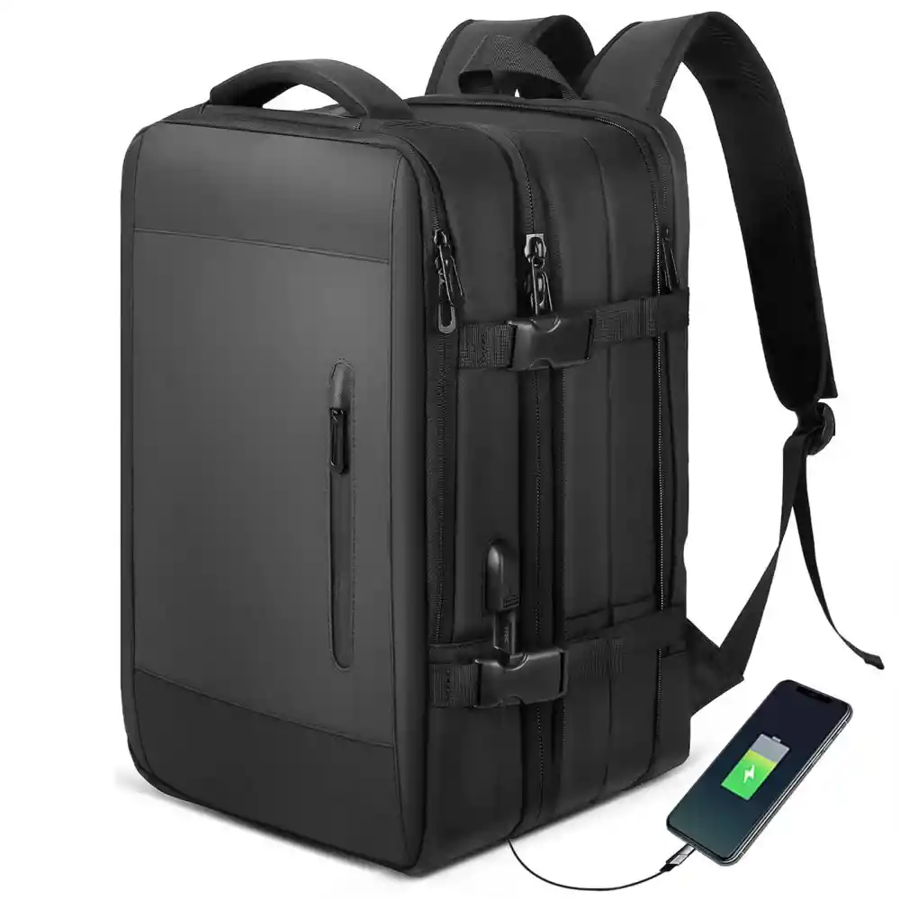 Morral Viaje Maleta De Mano Impermeable Expandible Dama Usb