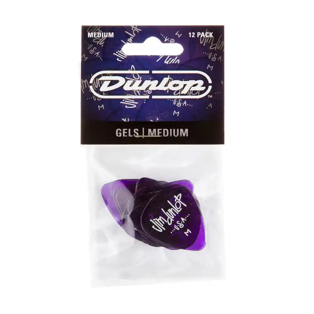Pick Gel Dunlop 486pmd Medium, Purple, 12 Unidades
