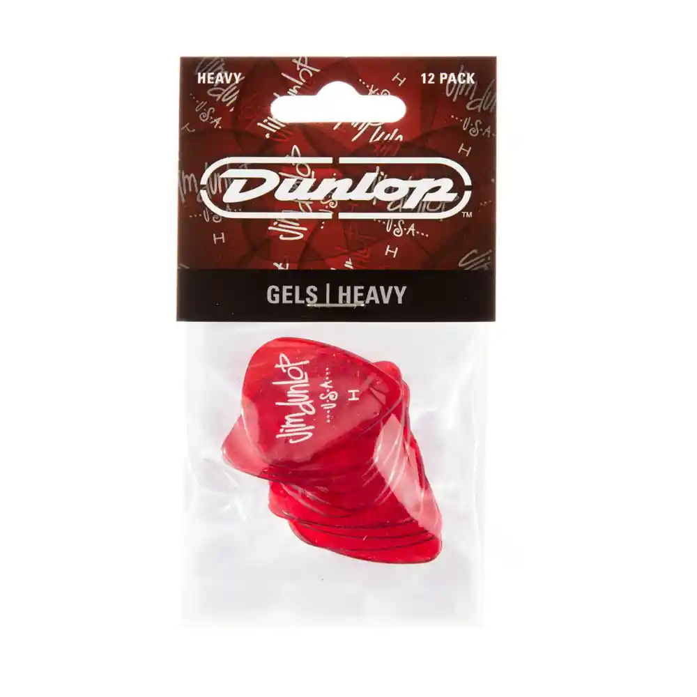 Pick Gel Dunlop 486phv Heavy, Red, 12 Unidades