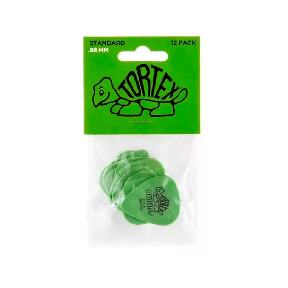 Pick Tortex Standard Dunlop 418p.88 Green, .88, 12 Unidades