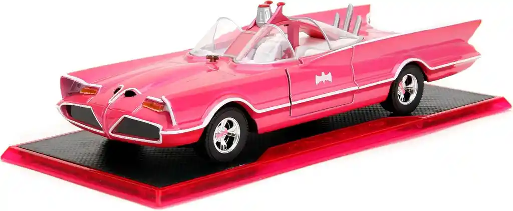 Carro Coleccionable Pink Slips Classic Tv Series Batmobile Rosado Modelo Descapotable Coche Juguete Fiesta Regalos, Colección