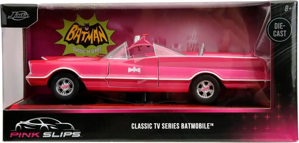 Carro Coleccionable Pink Slips Classic Tv Series Batmobile Rosado Modelo Descapotable Coche Juguete Fiesta Regalos, Colección