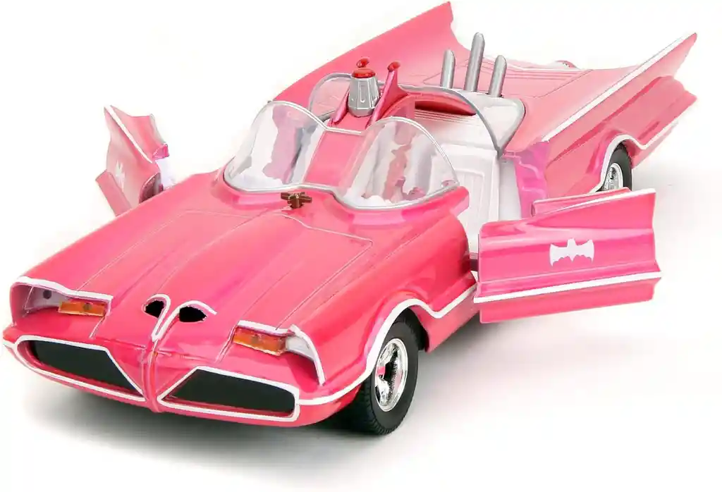 Carro Coleccionable Pink Slips Classic Tv Series Batmobile Rosado Modelo Descapotable Coche Juguete Fiesta Regalos, Colección