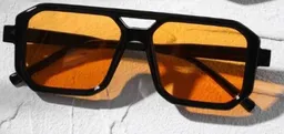 Lentes De Sol Retro Cuadrada Mediana Negro Naranja