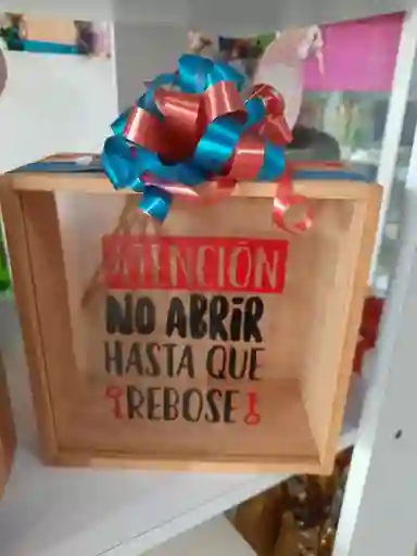 Alcancia Madera Y Vidrio