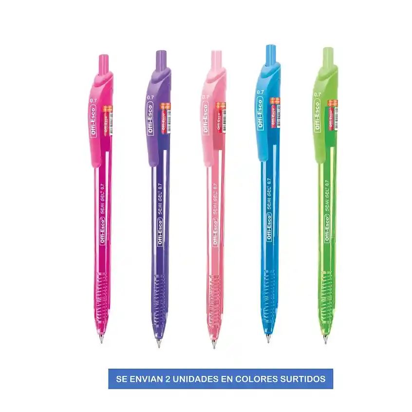 Boligrafo Semi Gel Retractil Trazo Fino X 2 Colores Sutidos Offi Esco Oe-053f