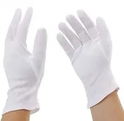 Par De Guantes Blancos De Tela 100% Polialgodon Talla 5