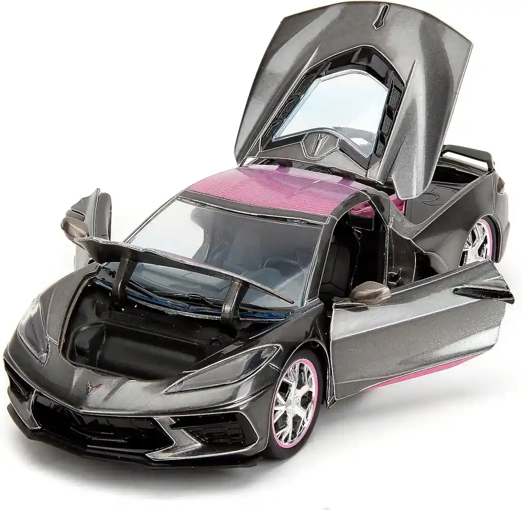 Carro Coleccionable 2020 Chevrolet Corvette Rosado Modelo Descapotable Coche Juguete Fiesta Regalos, Colección