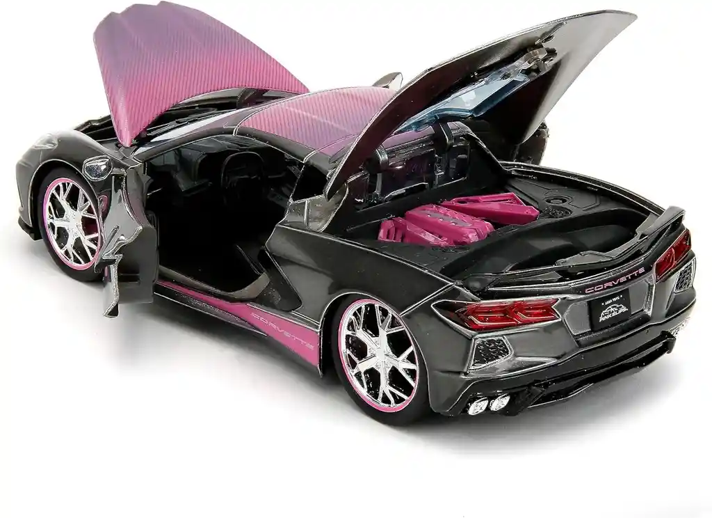 Carro Coleccionable 2020 Chevrolet Corvette Rosado Modelo Descapotable Coche Juguete Fiesta Regalos, Colección