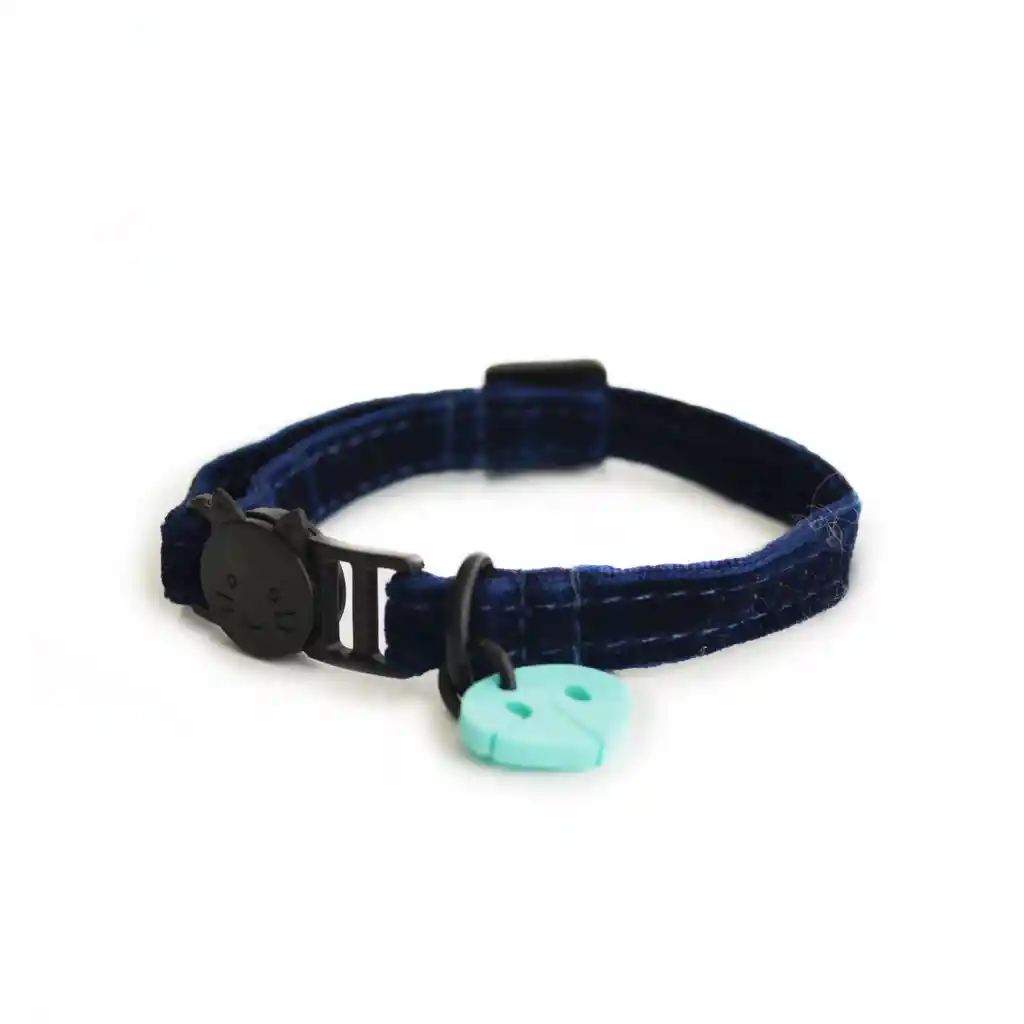 Collar U Gato Terciopelo Azul