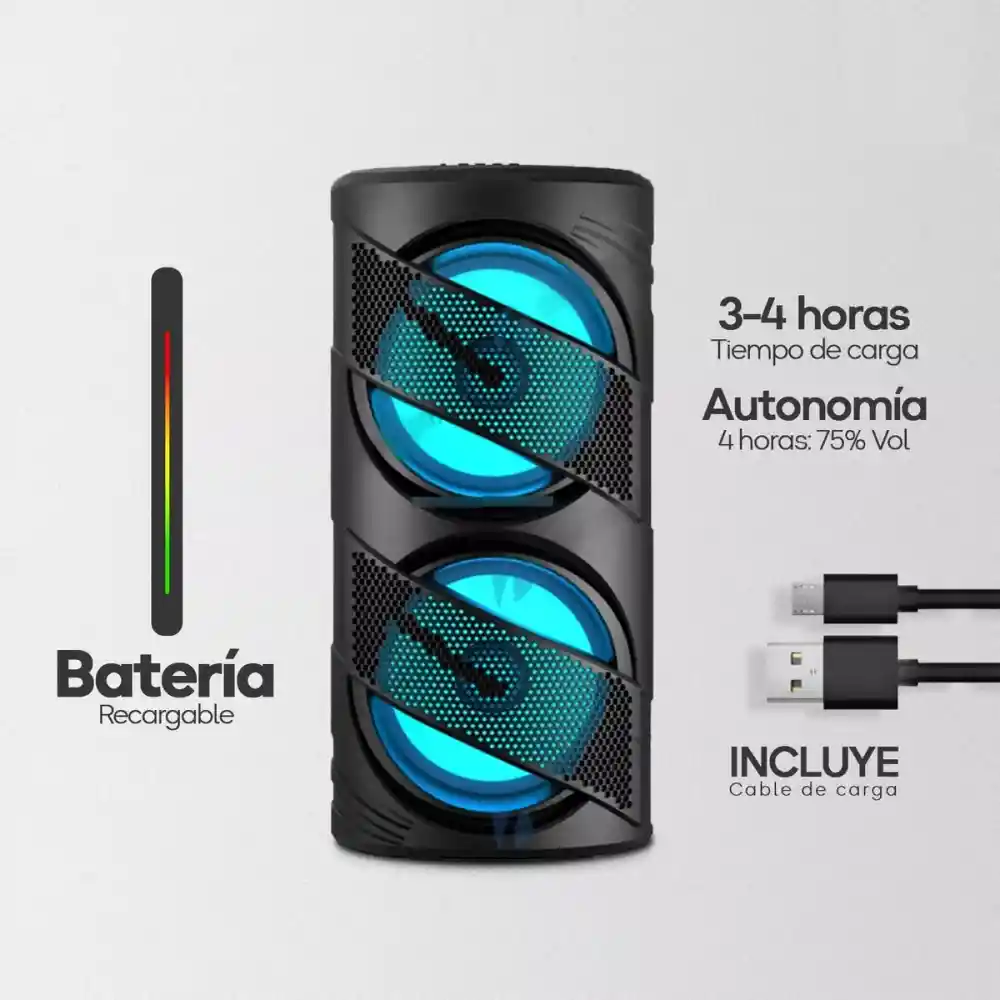 Parlante Portátil Bluetooth Karaoke 6.5inch Micrófono Fm Usb