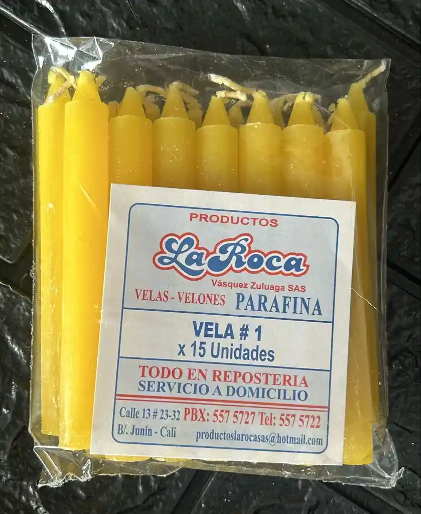 Velas De Navidad La Roca Paquete X15 Unidades Amarilla