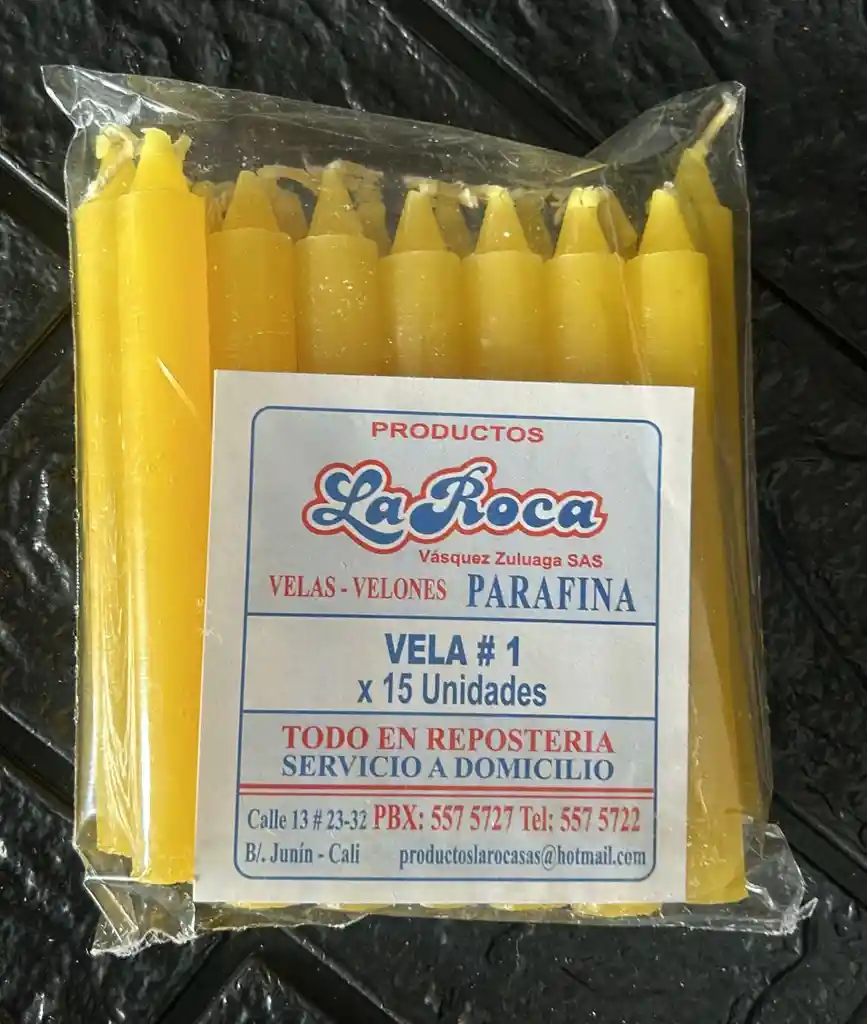 Velas De Navidad La Roca Paquete X15 Unidades Amarilla