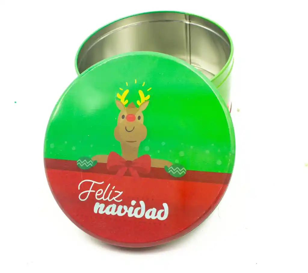 Envase Navideño Para Galletas Reno De Navidad 16 cm