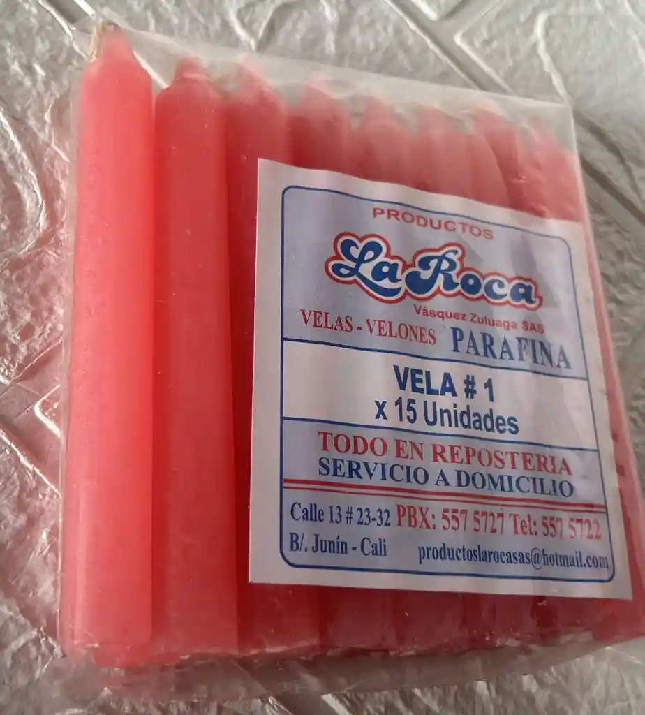 Velas De Navidad La Roca Paquete X15 Unidades Rosada