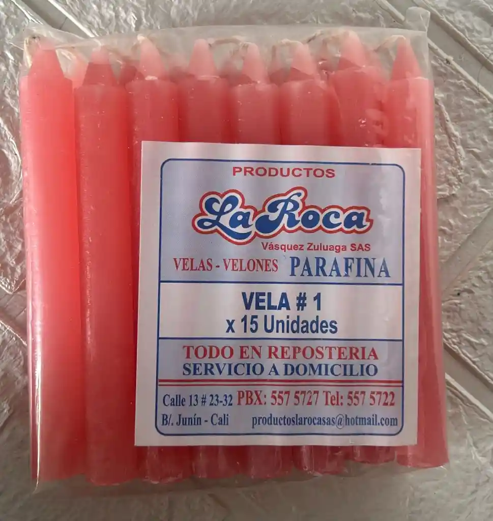 Velas De Navidad La Roca Paquete X15 Unidades Rosada