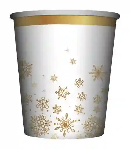 Vaso Desechable Navidad Invierno Dorado Carton 9 Oz X 8 Und Sempertex