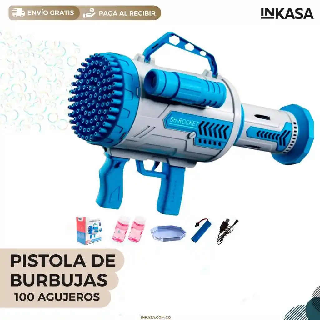 Juguete Pistola De Burbujas Electrica De 100 Agujeros Recargable