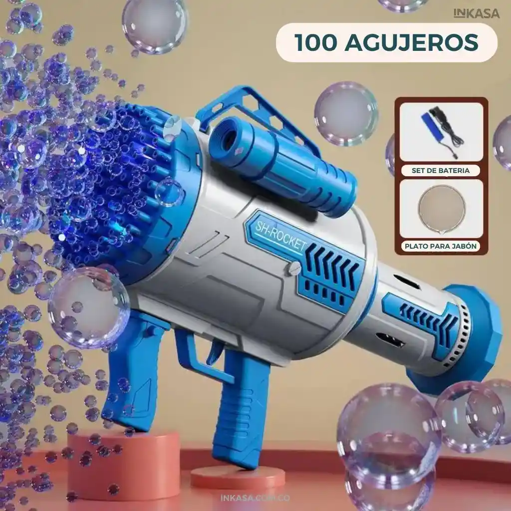 Juguete Pistola De Burbujas Electrica De 100 Agujeros Recargable