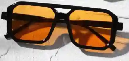 Lentes De Sol Retro Cuadrada Mediana Negro Naranja