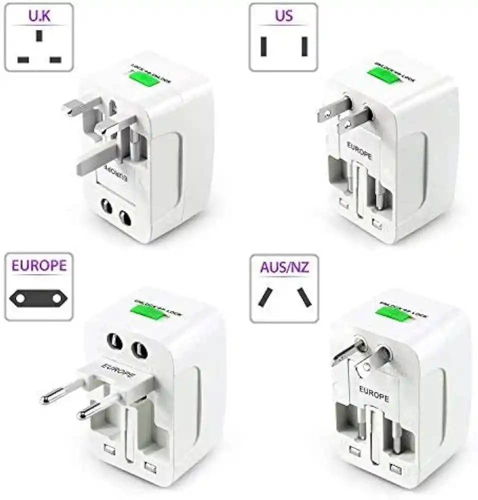 2x Enchufes Adaptadores De Pared Viaje Mundial Aeropuertos Europa Asia Australia Oceania