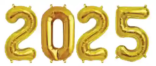 Año Nuevo Globos Numero 2025 Metalizado Dorado 32 Pulgadas