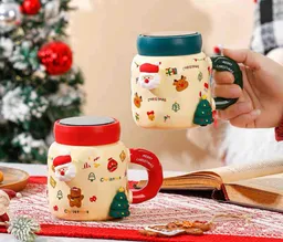 Navidad Mug O Taza Navideña Con Tapa Espejo