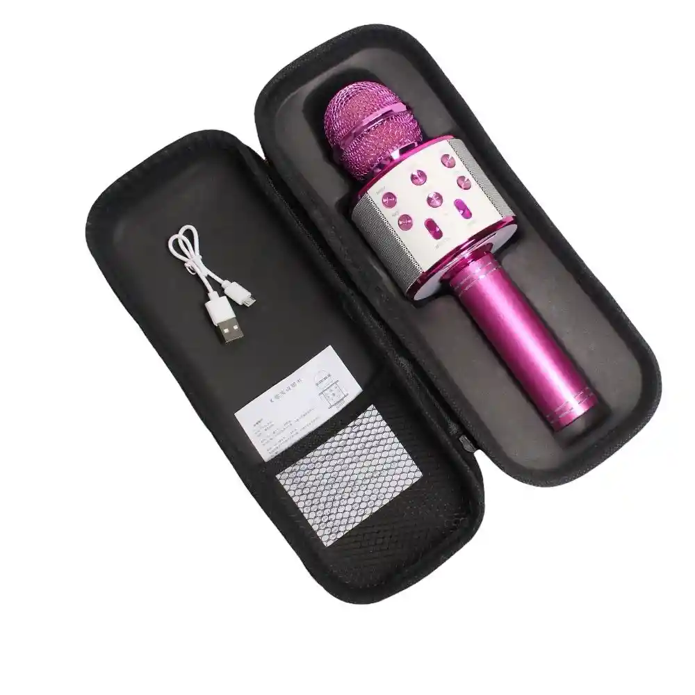 Microfono Inalámbrico Bluetooth Para Karaoke 3 En 1 Fucsia