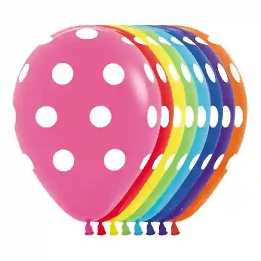 Bombas Globos R12 Surtido Polka Puntos Blan. Paquete X 10 Sempertex