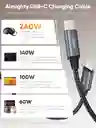 Cable Usb A Tipo C 3 Metros Carga Rapida Samsung Huawei 240w
