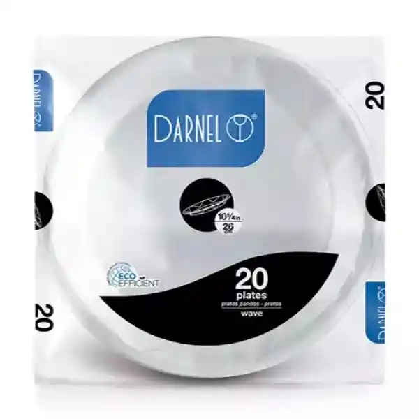 Plato Darnel O Kangupor Espumado 26 Cm Blanco X 20 Und