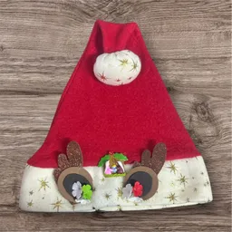 Gorro Navideño En Peluche Con Estrellas Flores Y Cuernos Decoracion 3d