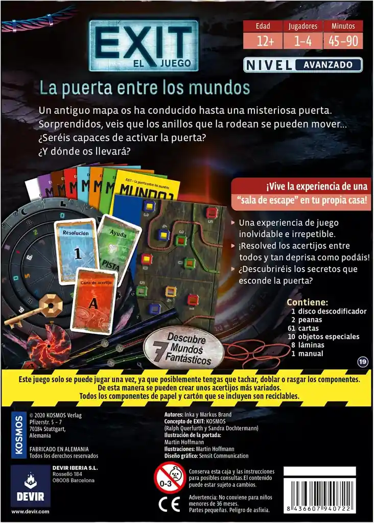 Juego De Mesa Exit La Puerta Entre Los Mundos Para Adultos