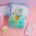 Bolso Maleta Cartera Infantil Para Niñas Unicornio Verde Azul