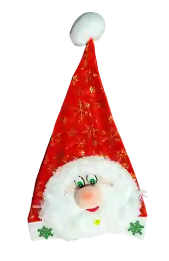 Gorro Navidad Peluche Papa Noel Con Luz 30cm Suave Gamuzado