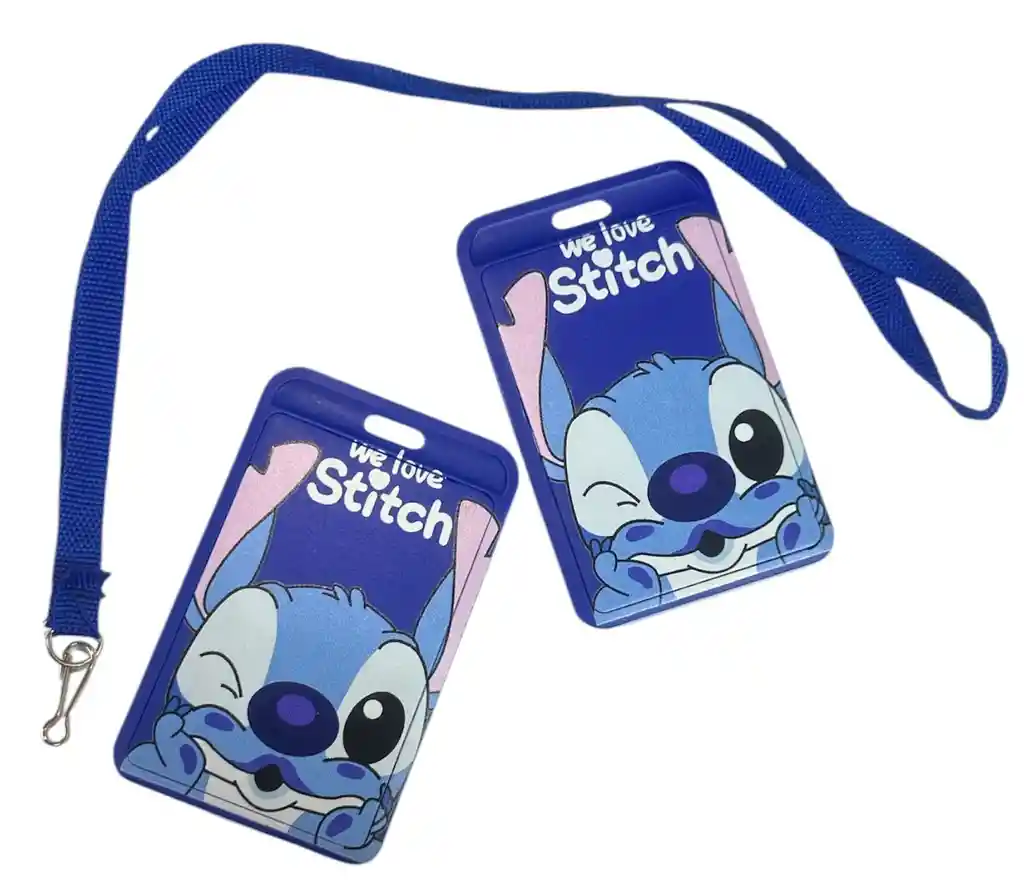 Porta Carnet De Stich Animado Estuche Con Cordon