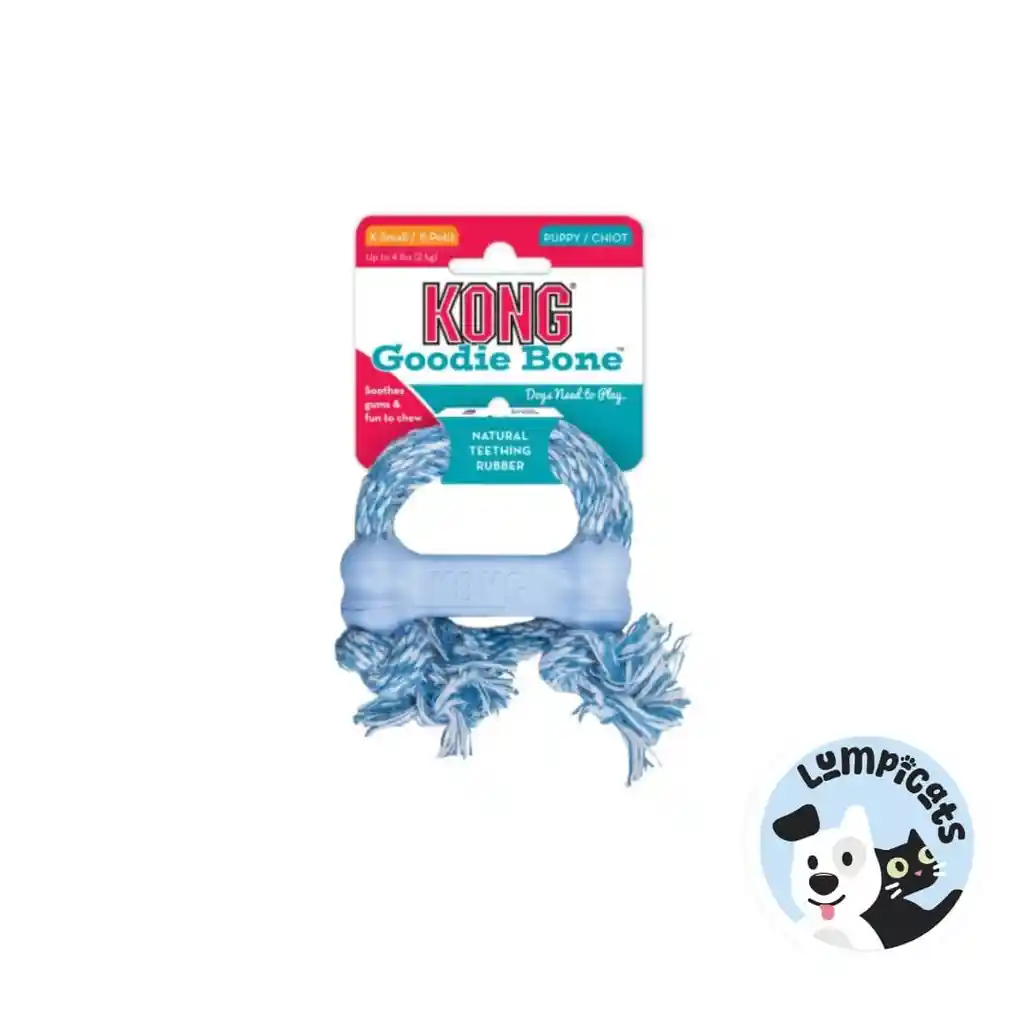 Kong Perro Caucho Puppy Hueso Con Cuerda X-small