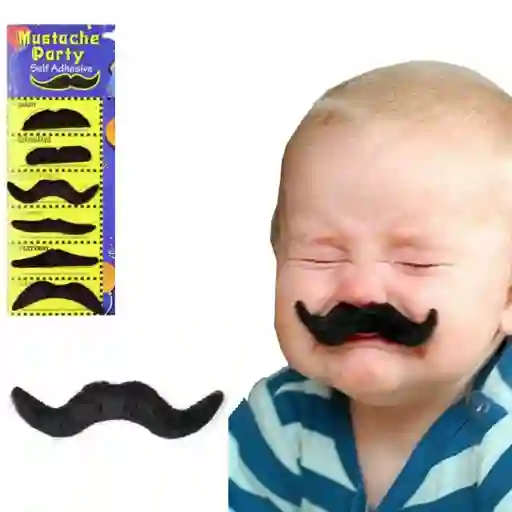 Bigotes Mustache Barba Disfraz Halloween Adhesivo Set X 6uni