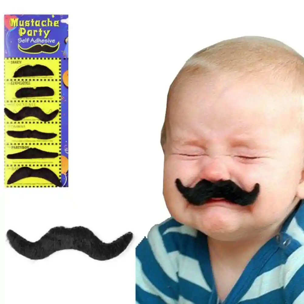 Bigotes Mustache Barba Disfraz Halloween Adhesivo Set X 6uni